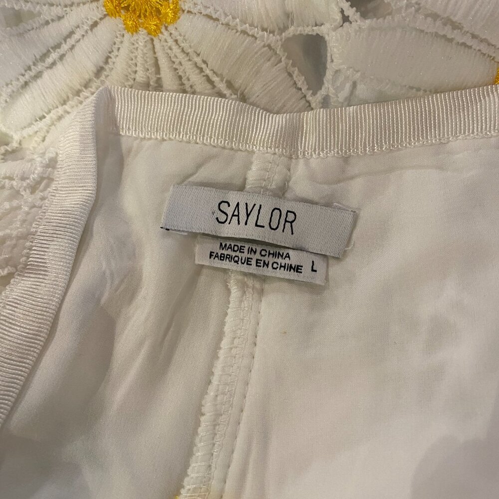 SAYLOR White Daisy Embroidered Two-Piece Top & Short Set with Yellow Centers - Picture 3 of 8